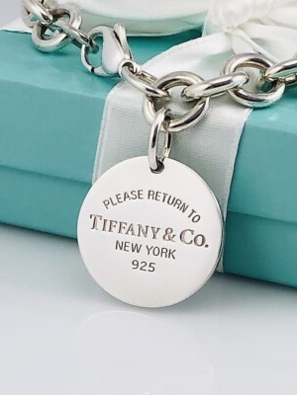 Tiffany & Co. Sterling Silver 'Please Return To' Round Tag Bracelet - Silver